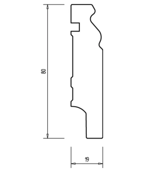 Weiße Kiefer Sockelleisten 80x19x2400 mm Berliner Profil